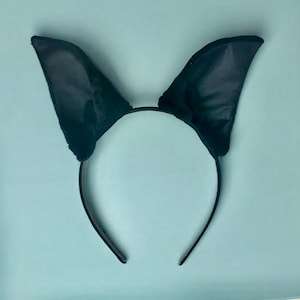 Velvet Bat Ears for Costume on Headband, Goth Vampire Bat Kids, Cosplay Gothic Costume, Scary Dracula, Kids and Adult Halloween Costume