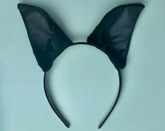 Velvet Bat Ears for Costume on Headband, Goth Vampire Bat Kids, Adults Cosplay Gothic Costume, Scary Dracula, Gift for Furries