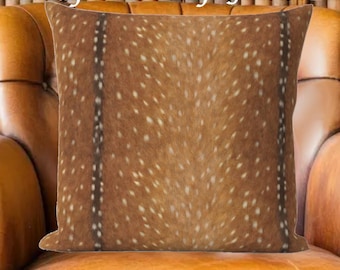 Velvet Axis Deer Skin Pillow, Faux Fawn Hide, Rustic Log Cabin Throws, Si Lodge, Mountain Woodland Animal