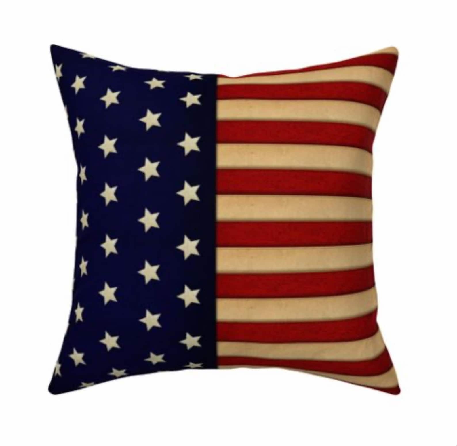 USA American Flag Decor Pillows, Made in America by a Veteran, Outdoor