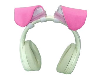Headphone Accessory, Pink Puppy Dog Ears Headset Attachment Gamer Gift, Glow in the dark, Girl Boy Women Animal Cosplay Egirl Eboy Video