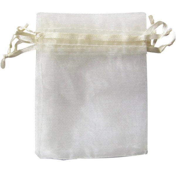 Organza Gift Bags, White Goodie bags, Sheer 8x11 Large Drawstring ATCG Decoration Wedding Party Favor Candy Toys Pouches