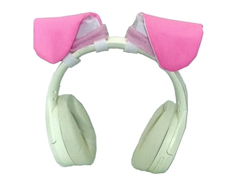 Hot Pink Bunny Ears Headphone Accessory, Rabbit Gamer Cosplay Headset Attachments Rabbit Cosplay