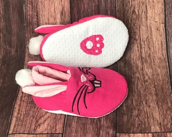 Baby Bunny Shoes, Baby Girl Shower, Slipper Shoes, Baby Booties Pink Newborn Rabbit Costume, Paw Print, Crib Socks, It's a Girl, Halloweenn