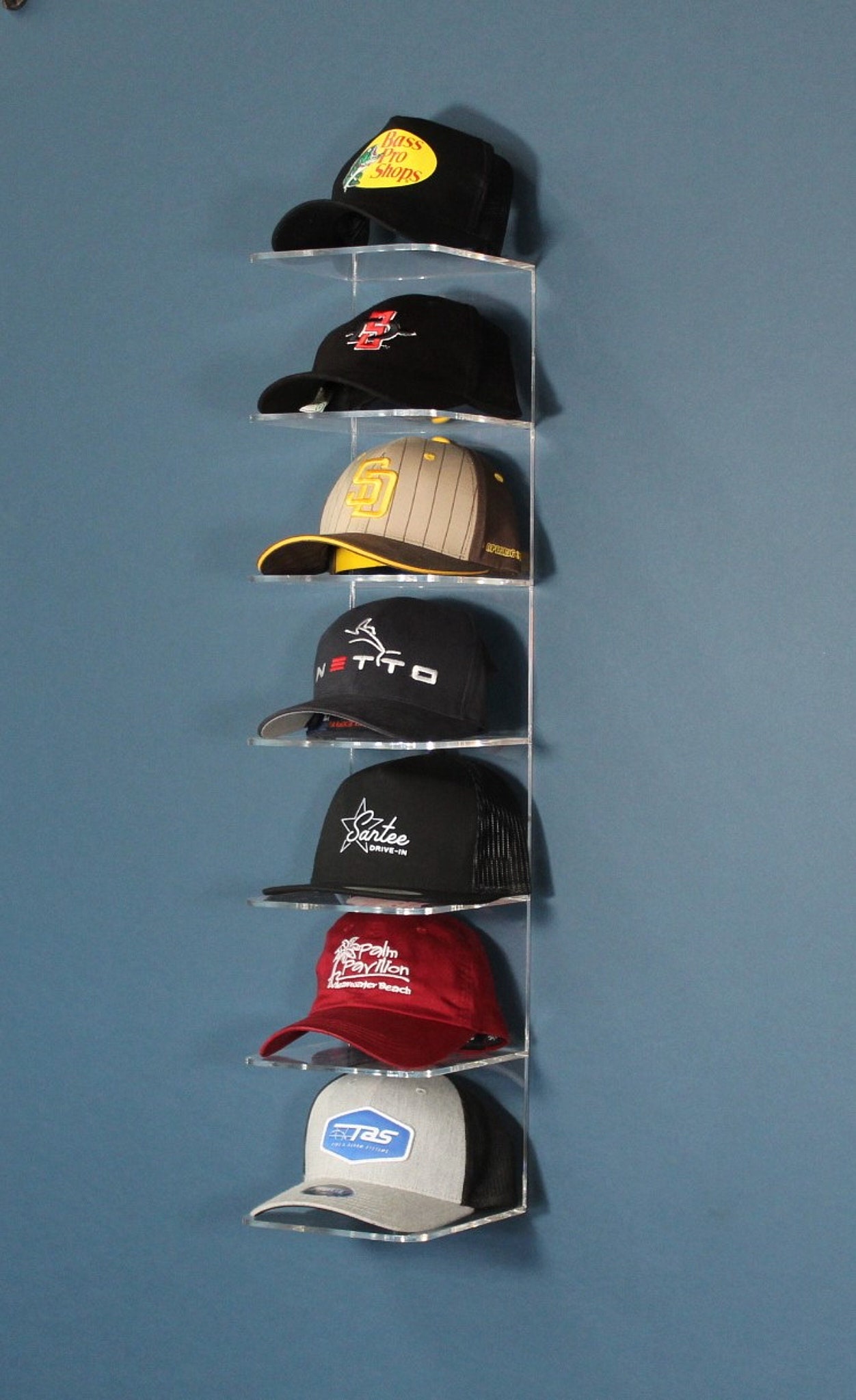 Woodstock Hat Rack for Baseball Caps 6 Hat Display Holds 6 Hats See Listing  for Available Color Variations 