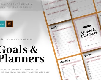CANVA 24 Planner Templates Bundle / Daily Schedule / Canva Daily Planners / Weekly Planners / Monthly Goals / To-Do List Template