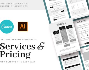 Services & Pricing Guide Templates For Illustrator and CANVA