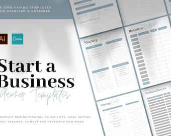 Start A Business - Canva Planners / Business Planners / Startup Canva Planner / Canva Business Checklist