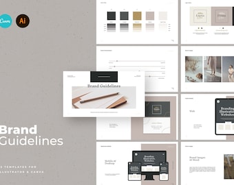 Brand Guideline Templates for CANVA / CANVA Branding Templates / Logo Presentation Templates / Brand Strategy Templates