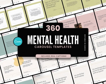 Mental Health & Mindset Carousels for CANVA - with REAL content and captions!