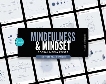 Mindfulness & Mindset Instagram Posts for CANVA, Instagram Mental Health Templates, Coaching Instagram Posts