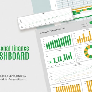 Personal Finance Dashboard for Google Sheets / Editable Savings Tracker