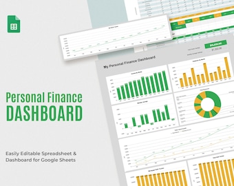 Personal Finance Dashboard for Google Sheets / Editable Savings Tracker