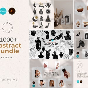 1000+ abstrakte Illustration BUNDLE / Clipart Bundle / SVG Clipart Bundle / Feminine Illustration Bundle