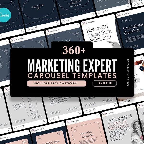 Marketing Expert Instagram Karussell Vorlagen für CANVA (III) / Klassische Instagram Templates / Moderne und elegante Instagram Templates