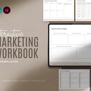 Interactive Marketing Workbook / Brandable Marketing Strategy Workbook for Canva & Indesign