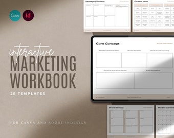 Interactive Marketing Workbook / Brandable Marketing Strategy Workbook for Canva & Indesign