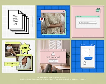 Retro Computer Instagram Templates / CANVA Social Media Templates / Colorful and Retro Social Media Templates / Old Computer Instagram Kit
