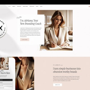 Adriana - Elegant Wix Website For Small Business, Modern Beige & Brown WIX Theme, Premium Service WIX Sales Page, Aesthetic Wix Theme