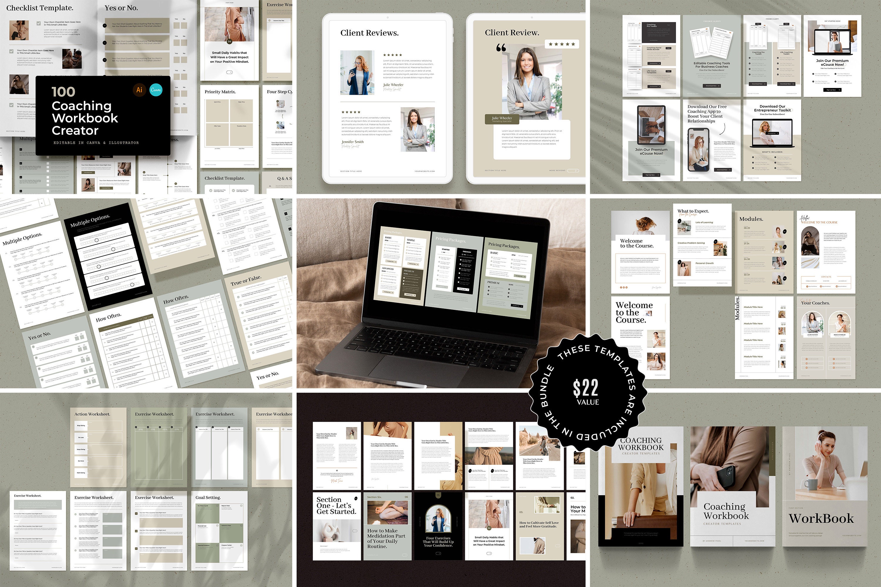 Ultimate Coaching Bundle for CANVA / Therapy Worksheet Etsy Australia