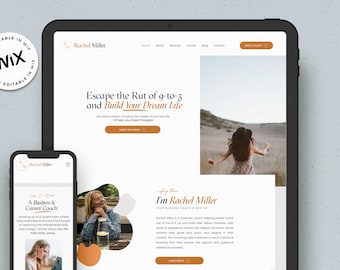 Rachel Miller Coaching Website Template for WIX / Coaching Website / Business Coach Website / Modern WIX Website
