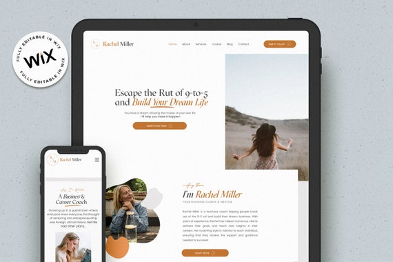 Rachel Miller Coaching Website Template for WIX / Coaching Website / Business Coach Website / Modern WIX Website