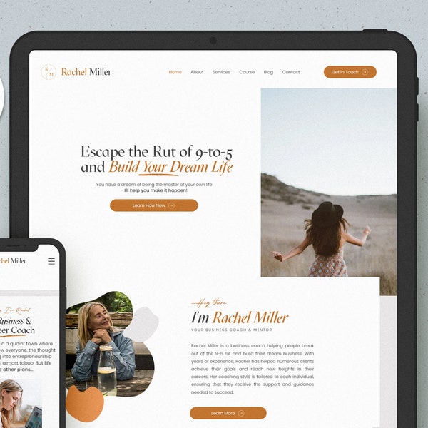 Rachel Miller Coaching Website Template for WIX / Coaching Website / Business Coach Website / Modern WIX Website