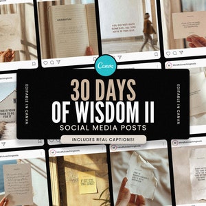 Post sui social media di 30 giorni di saggezza II / Modelli Instagram scritti a mano / Modelli Instagram per coaching / con contenuti e didascalie REALI!