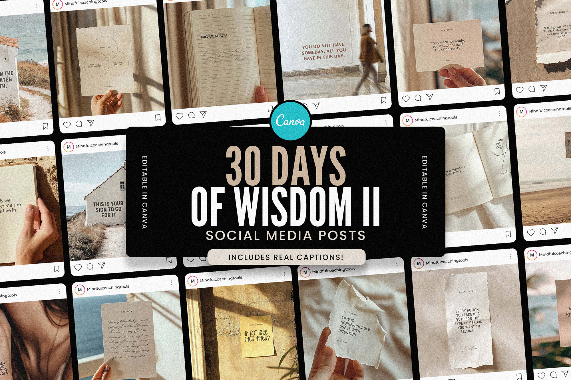 Wisdom Posts 30 Days of Wisdom II Social Media Posts / Handwritten Instagram ...