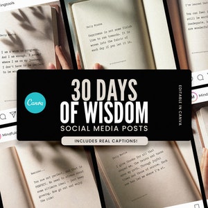 Post sui social media di 30 giorni di saggezza / Modelli Instagram cartacei / Modelli Instagram di coaching / con contenuti e didascalie REALI!