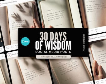 30 Days of Wisdom Social Media Posts / Paper Instagram Templates / Coaching Instagram Templates / with REAL content and captions!