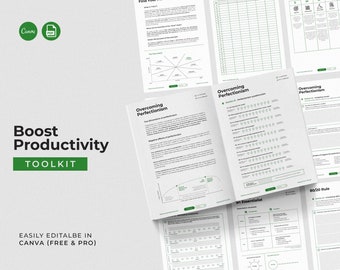 Boost Productivity Toolkit / Editable Coaching Tools and Exercises/ Interactive Coaching PDF Files / Therapy Tools