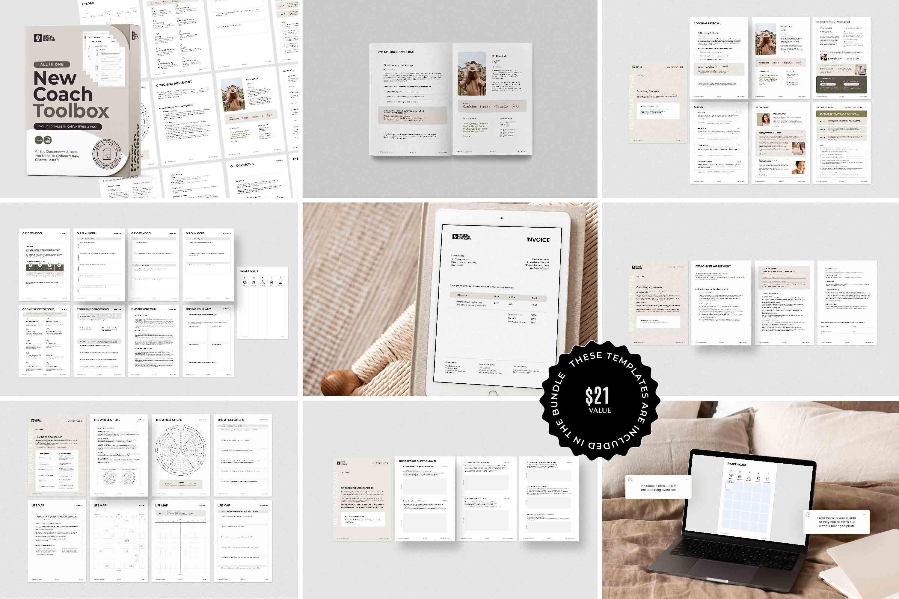 Ultimate Coaching Bundle: 1750+ Canva Templates / Therapy Worksheet ...
