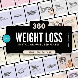 Weight Loss Instagram Carousels / Ready Made Fat Loss Instagram Templates / with REAL content and captions!