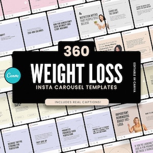 Weight Loss Instagram Carousels / Ready Made Fat Loss Instagram Templates / with REAL content and captions!