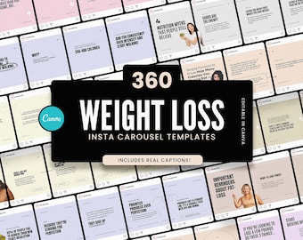 Weight Loss Instagram Carousels / Ready Made Fat Loss Instagram Templates / with REAL content and captions!