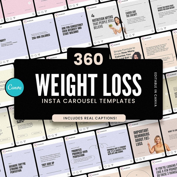 Weight Loss Instagram Carousels / Ready Made Fat Loss Instagram Templates / with REAL content and captions!