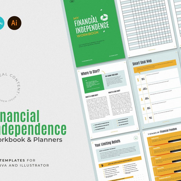 Financial Independence Workbook / Financial Business Coach Workbook Templates / Ready Made Content