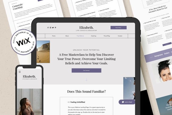 WIX Website for Coaches / Elizabeth WIX Website / Coaching Website / Life Coach Website / Elizabeth WIX Website