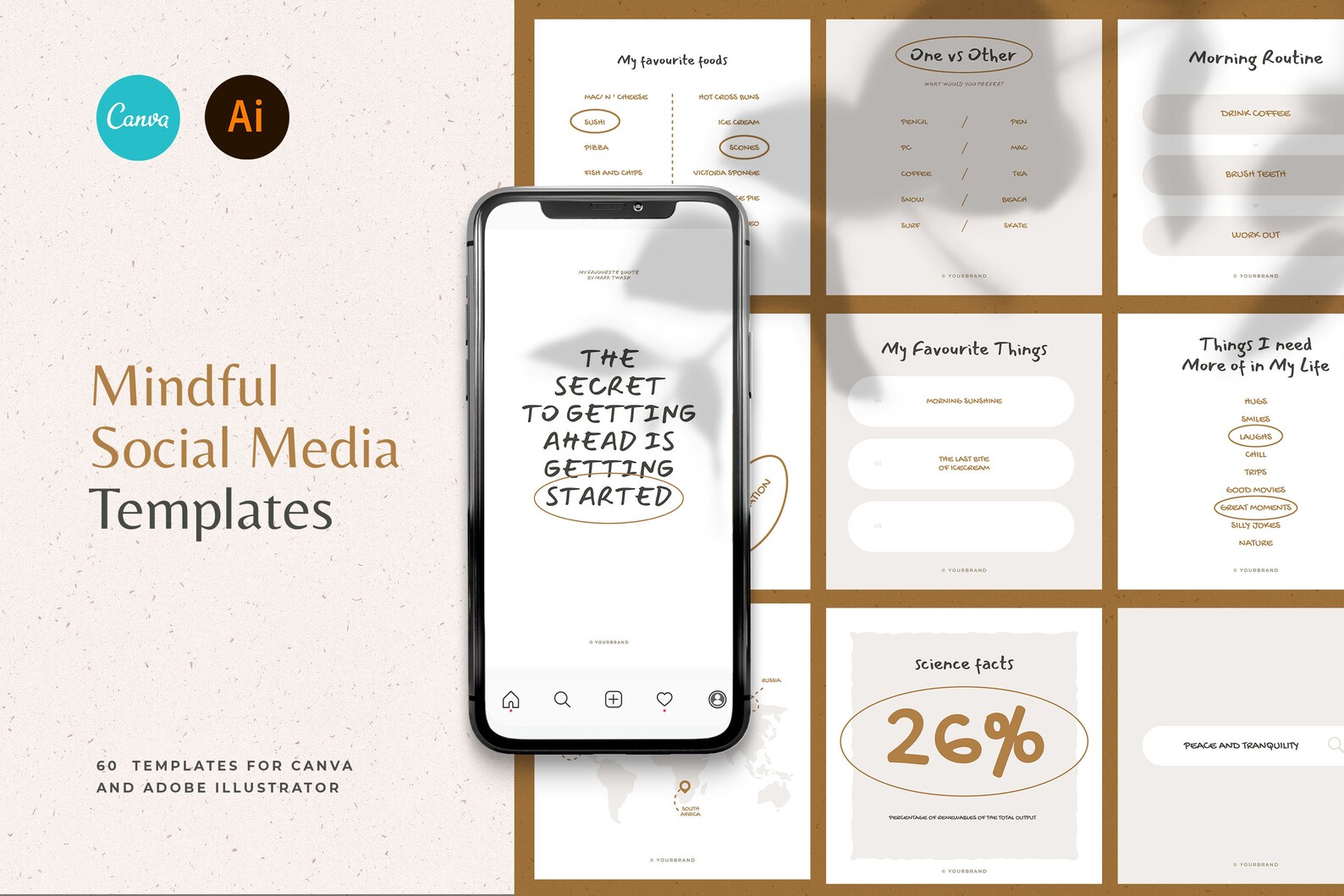 CANVA Mindful Social Media Templates / Canva Instagram Templates ...