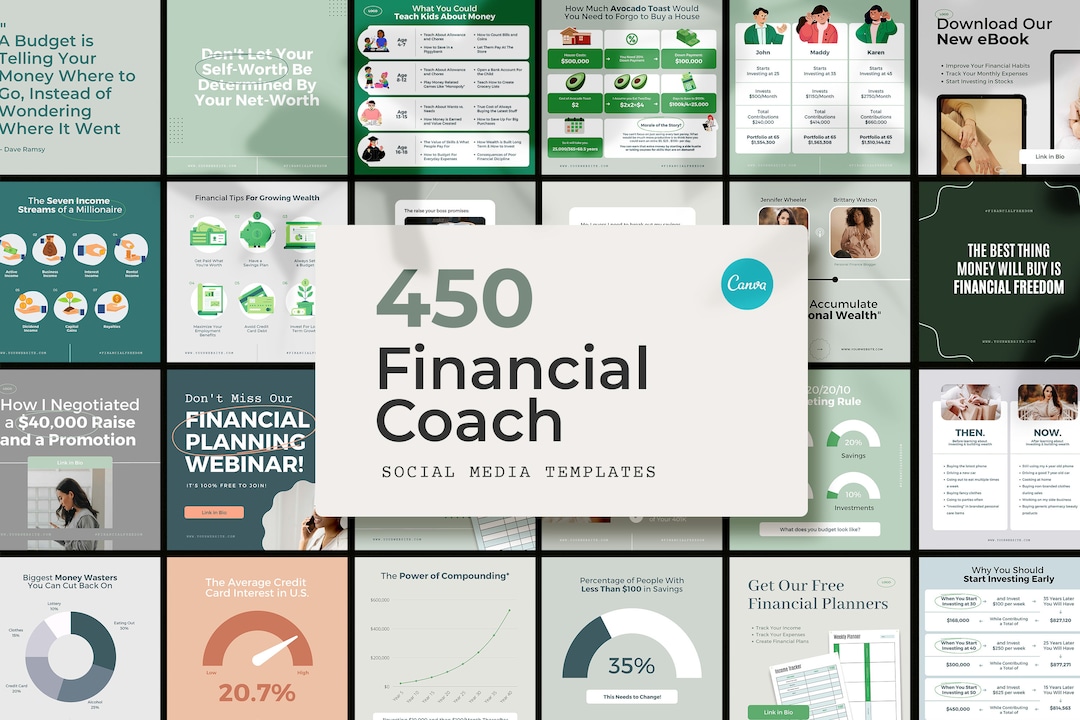450 Financial Advisor Instagram Templates for Canva / Money Instagram ...