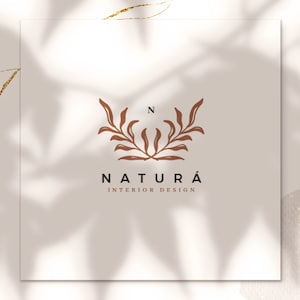 Interior Design Logo, Instant Download Logo, DIY Logo, Botanical Logo, Minimal Logo, Floral Logo, Elegant Luxury Logo, Foliage Logo