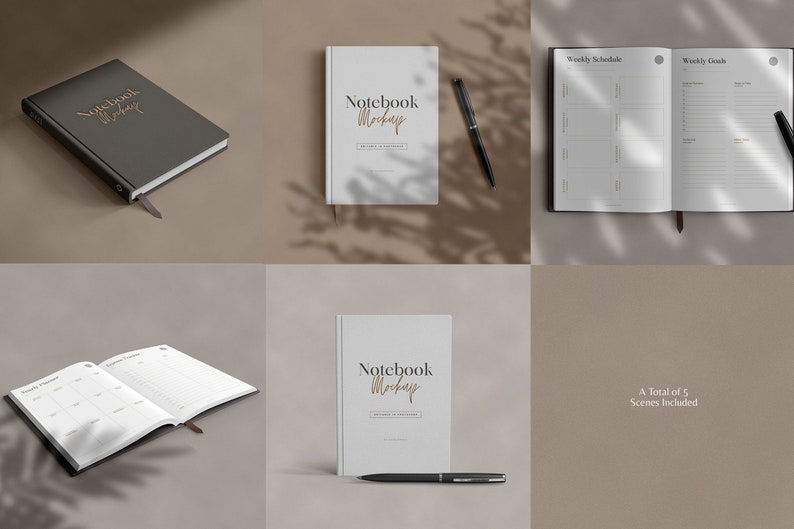 Minimal Notebook Mockups / Modern Journal Mockups / Diary Mockup / Book ...