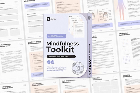 Mindfulness Worksheet Bundle - Editable Coaching Tools and Exercises - Guided Meditations - Therapy Tools