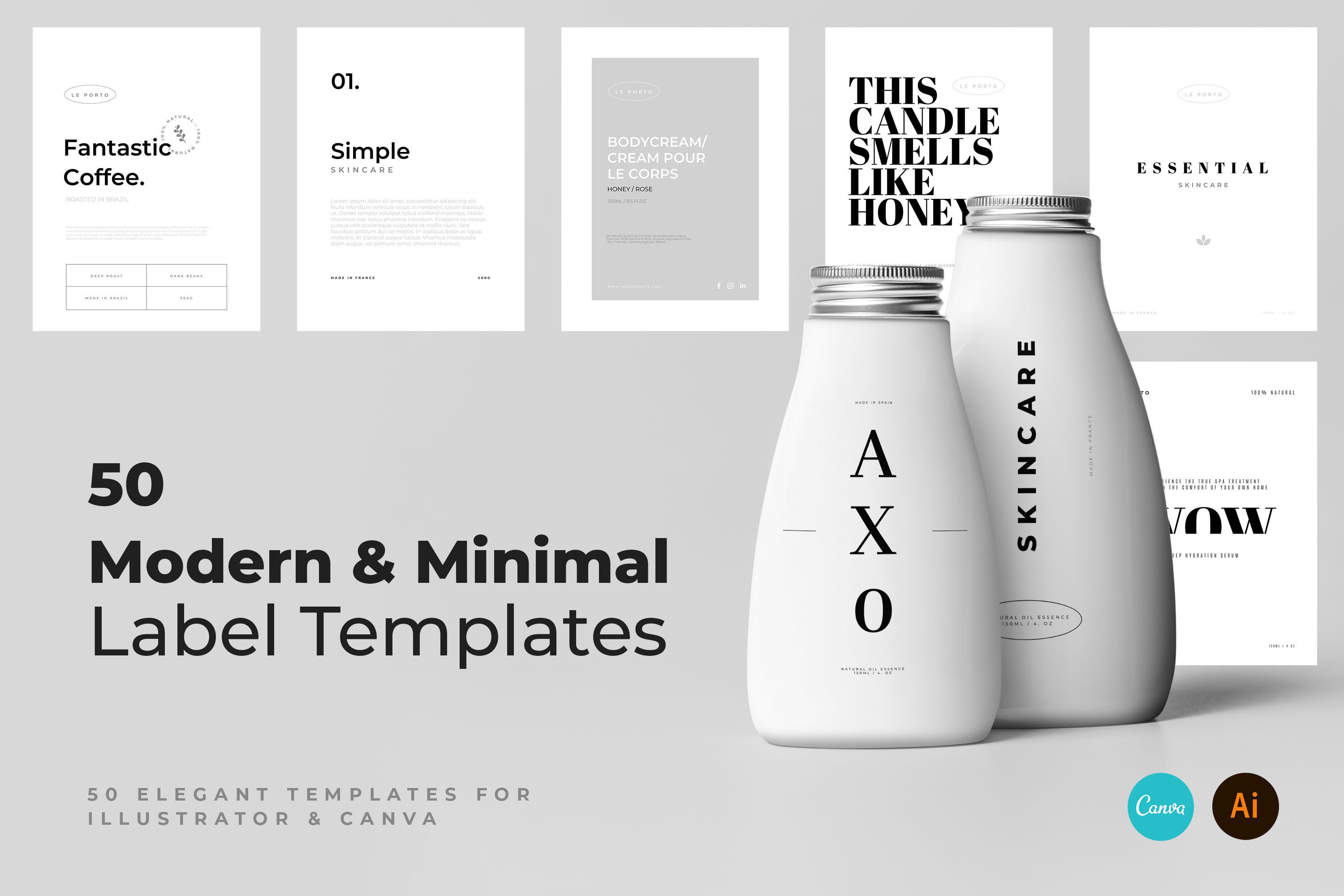 Modern & Minimal Labels For CANVA / Cosmetic Jar Labels / Homemade Printable Lables / Printable Stickers