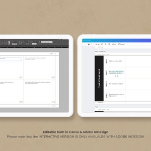May include: Two screenshots of a computer screen showing a digital worksheet for creating a brand strategy. The left screenshot shows a worksheet titled "Brand Purpose" with four sections labeled "01", "02", "03", and "04". The right screenshot shows a worksheet titled "The Four W's" with four sections labeled "Why", "What", "Who", and "How".