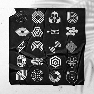 125 + abstrakte futuristische Formen / moderne abstrakte Formen Clipart / abstrakte geometrische Drahtrahmen Formen