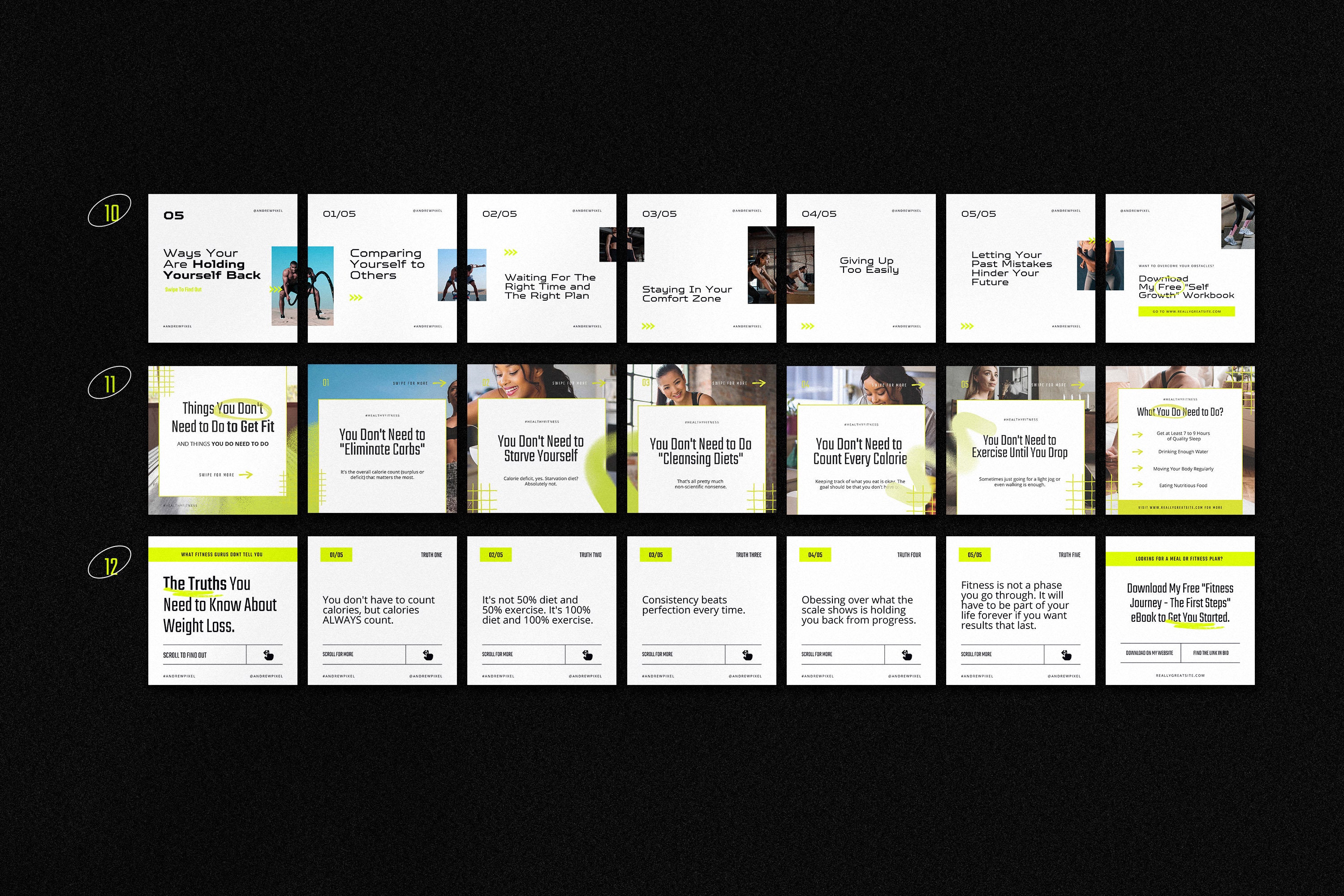 Carousel Fit MAX Fitness Insta Carousel for CANVA / Instagram Carousel for Fitness ...