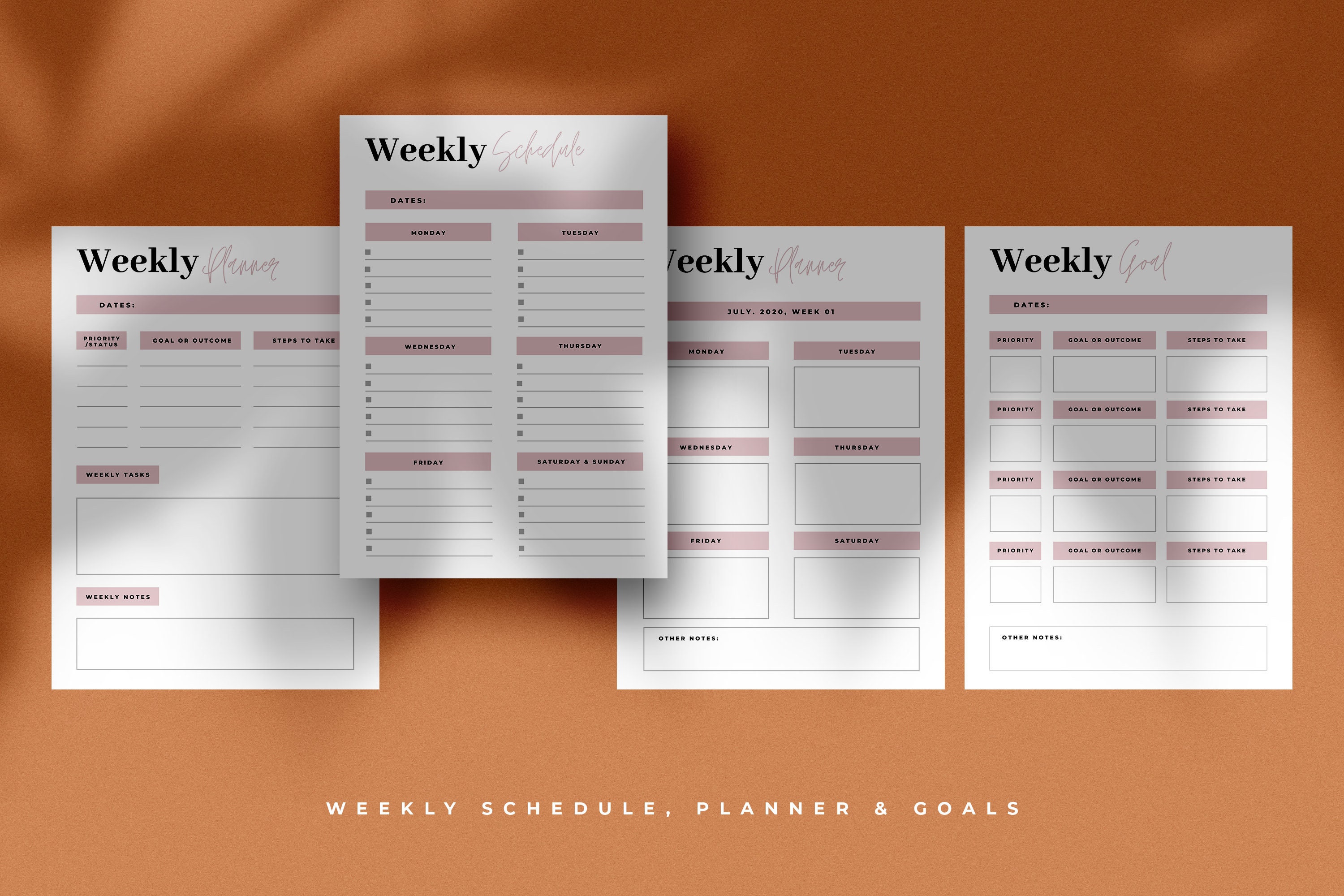 CANVA 24 Planner Templates Bundle / Daily Schedule / Canva Etsy