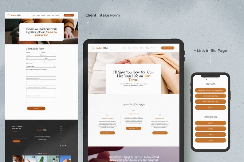 Rachel Miller Coaching Website Template for WIX / Coaching Website / Business Coach Website / Modern WIX Website image 2